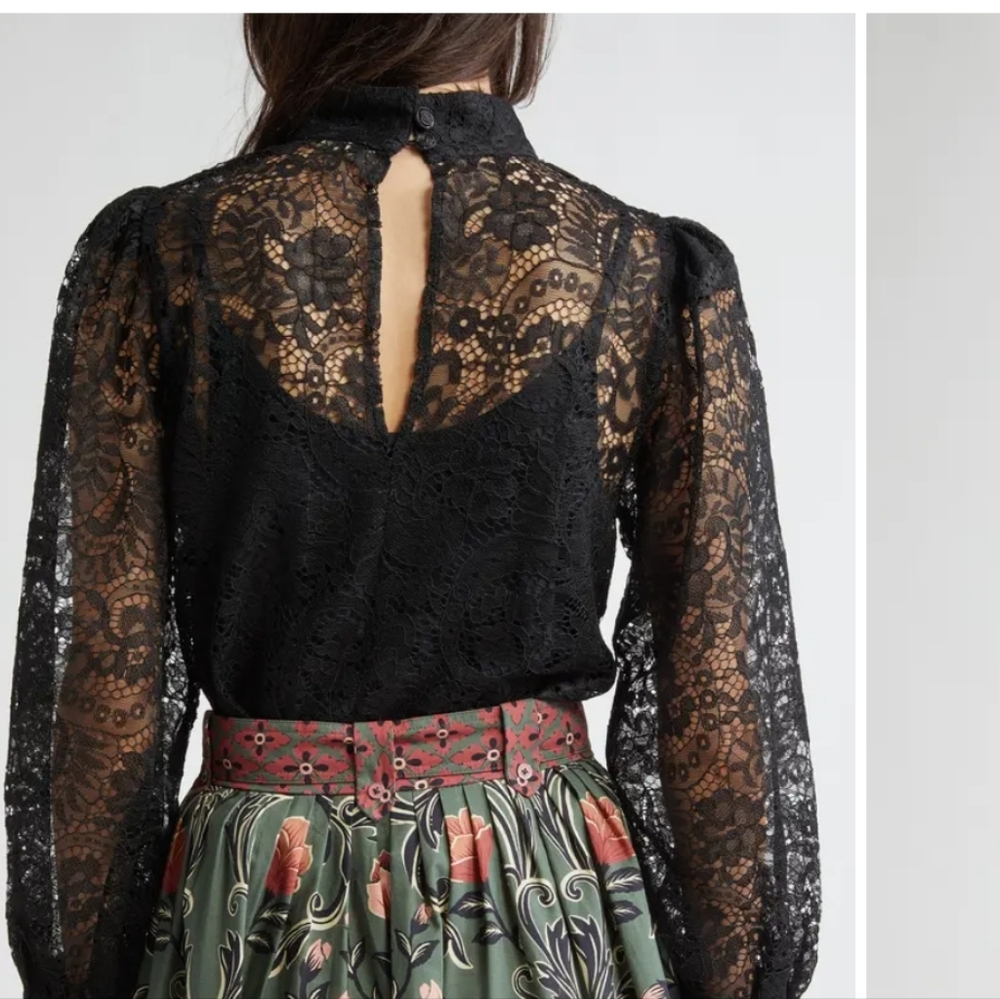 FARM Rio Long Sleeve Lace Shirt Blouse Top - Picture 2 of 5